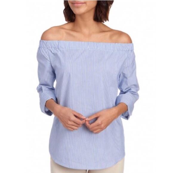 Zac & Rachel | Off Shoulder Poplin Striped Top XL - Picture 1 of 4